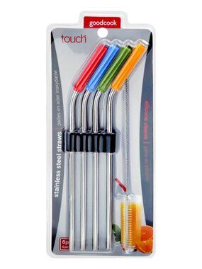 GoodCook Touch Stainless Steel Straw Set w/ Cleaning Brush | NWT